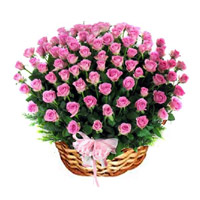 Same Day Diwali Flower Delivery in Hyderabad consist of Pink Roses Basket 100 Flowers