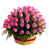 Deliver Pink Roses Basket 36 Flowers in Hyderabad for Diwali