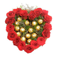 Christmas Gifts in Hyderabad. Heart Of 16 Pcs Ferrero Roacher N 18 Red Roses to Hyderabad