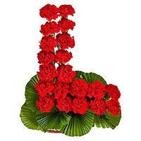 Online Diwali Flowers available that is Red Carnation Basket of 24 Flowers Delivery in Hyderabad