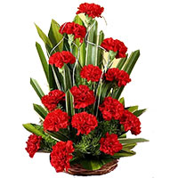 Same Day New Year Flowers to Hyderabad including 30 Red Carnation Basket of Best Flowers to Hyderabad