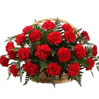 Order Carnation Basket 18 Flowers to Hyderabad along with Red Roses Flowers Basket in Hyderabad on New Year