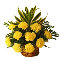 Flowers Basket to Secunderabad that consist of Yellow Carnation Basket of 12 Flowers to Hyderabad