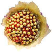 Friendship Day Chocolates Delivery in Hyderabad consist of 64 Pcs Ferrero Rocher Bouquet
