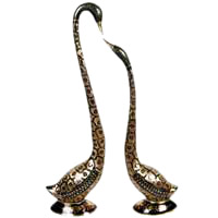 Send Christmas Gifts to Hyderabad. Embosed Swan Pair in Brass