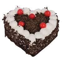 Deliver Online 1 Kg Eggless Heart Shape Black Forest Friendship Day Cakes to Hyderabad