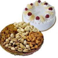Gift Delivery Hyderabad contains 500 gm Pineapple Cake with 500 gm Mixed Dry Fruits on Friendship Day