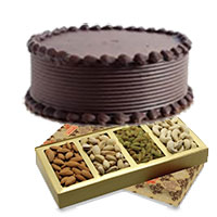 Online Friendship Day Gifts Delivery of 500 gm Mixed Dry Fruits with 500 gm Chocolate Cake Delivery to Hyderabad