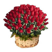 Order Diwali Flowers to Hyderabad. Red Roses Basket 100 Flowers to Hyderabad Online