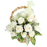 Flowers to Hyderabad : 12 White Roses Basket