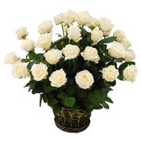 Deliver Flowers to Hyderabad : 24 White Roses Basket