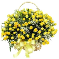 Flower Delivery Hyderabad : 100 Yellow Roses Basket