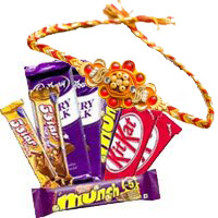 Send Twin Five Star, Dairy Milk, Munch, Kitkat Chocolates with 5 Pink Rose Flowers to Hyderabad