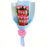 Deliver 6 Red Roses 10 Pcs Ferrero Rocher Bouquet Friendship Day Gifts in Hyderabad