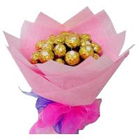 Send Online Diwali Flowers to Hyderabad including 16 Pcs Ferrero Rocher Bouquet Hyderabad